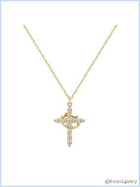 14K Gold Plated Cubic Zirconia Cross Choker Necklace